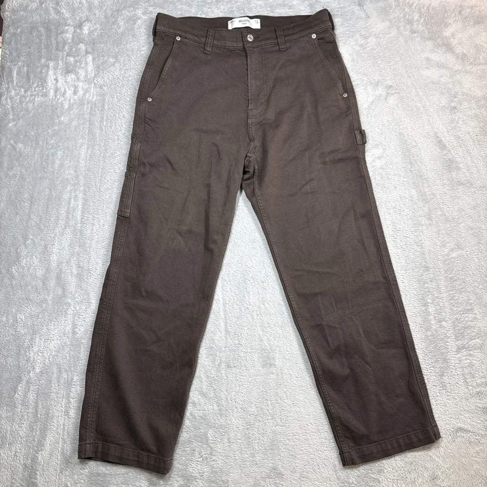 Hollister Baggy Carpenter Pants Jeans Men 31x30 (Fits 33X28) Brown Stretch